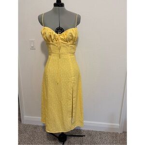 House of CB Carina yellow floral bustier midi dress
